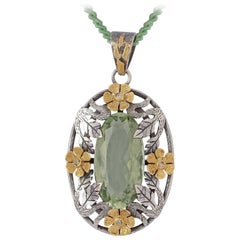 Emma Chapman Green Amethyst Yellow Gold Silver Diamond Flower Bower Pendant 5
