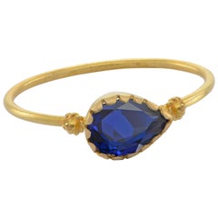 Grecian Blue Sapphire 18 Karat Gold Ring 6