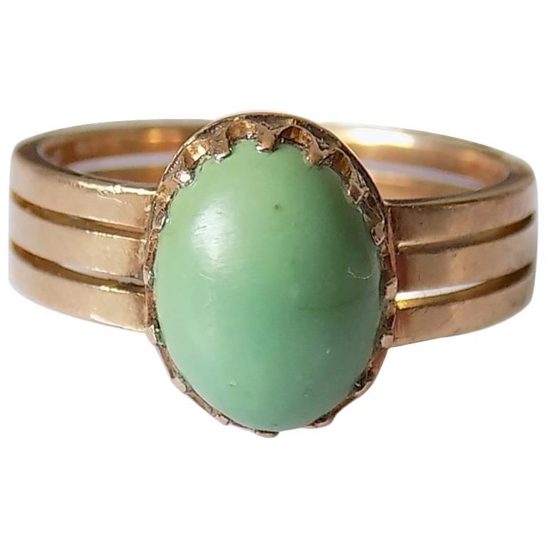 15K Victorian Gold Turquoise Solitaire Ring