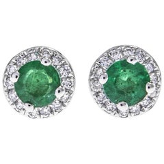 18 Carat White Gold Emerald and Diamond Earrings