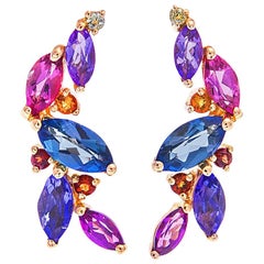 Topaz, Amethyst, Garnet Peridot Cocktail Earrings