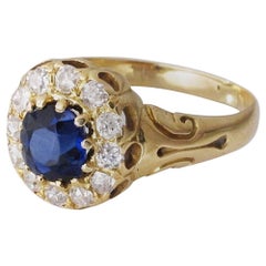 Antique 1.0 Carat Burmese Sapphire and Diamond Ring