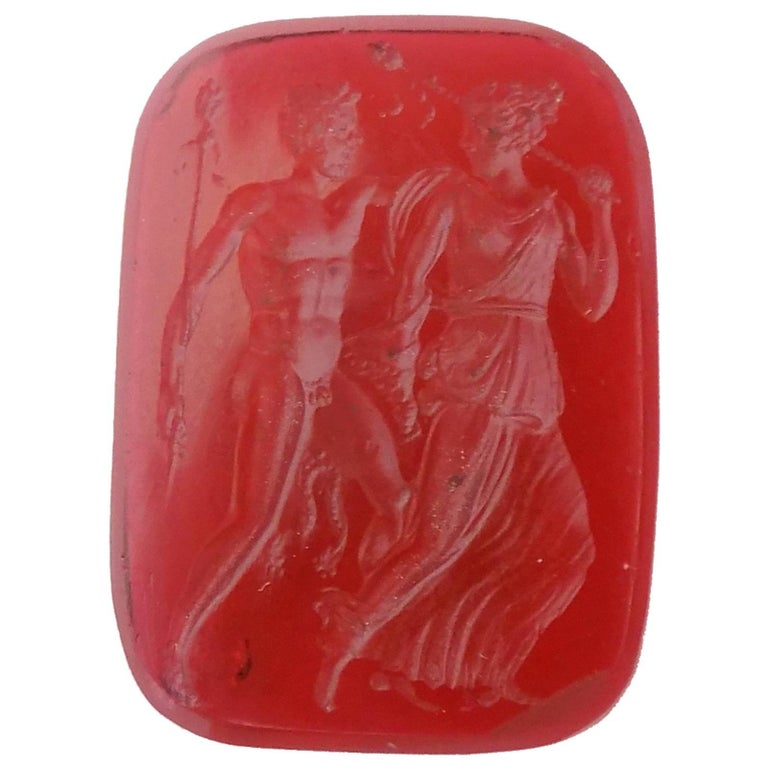 Roman Gods Glass Intaglio Seal For Sale at 1stdibs
