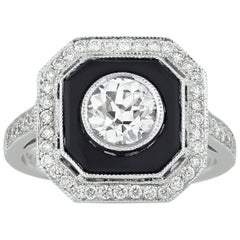 Art Deco-Style Diamond and Onyx Ring