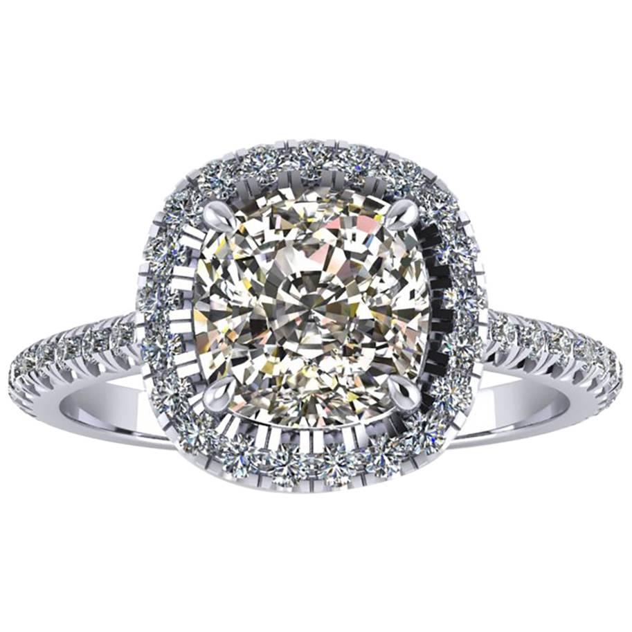 Ferrucci GIA Certified 2.00 Carat Cushion Cut Diamond Engagement Ring