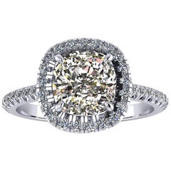 Ferrucci GIA Certified 2.00 Carat Cushion Cut Diamond Engagement Ring