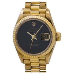 Rolex Ladies Yellow Gold Datejust Onyx President Self Winding Wristwatch