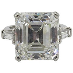 GIA 10.77 Carat Emerald Cut Diamond Platinum Ring 3