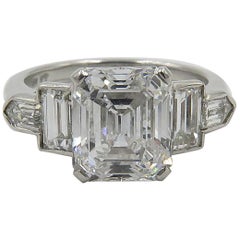 Vintage GIA 2.56 Carat Emerald Cut Diamond Platinum Engagement Ring 12