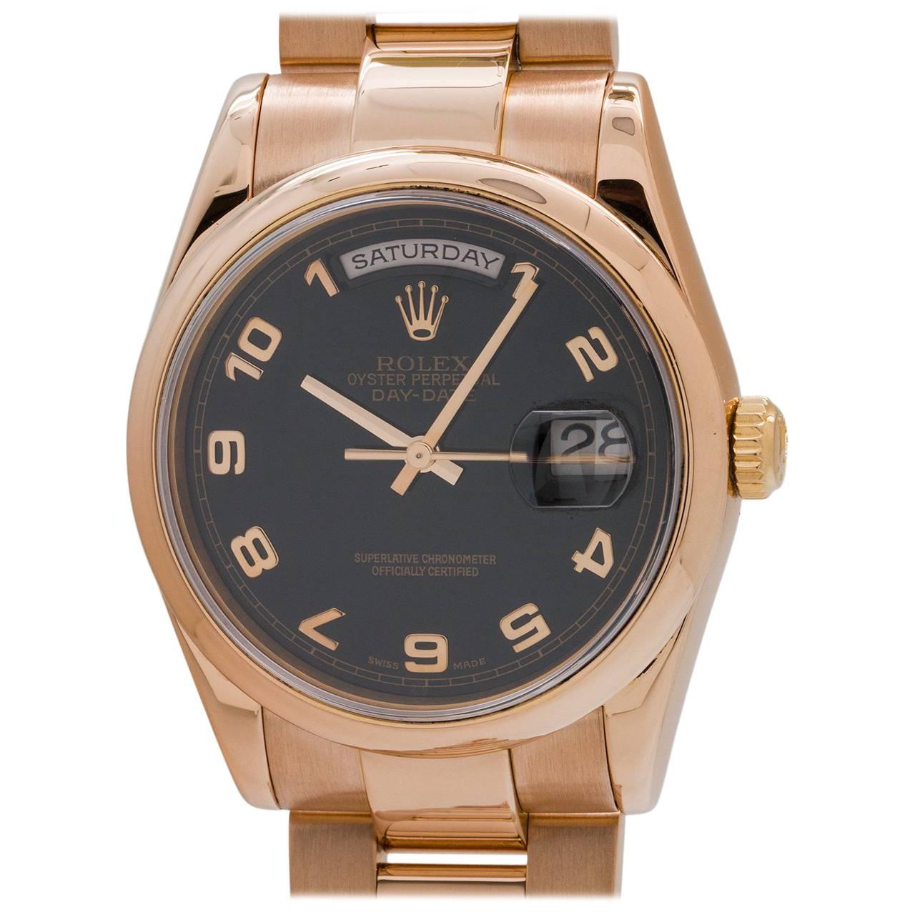 Rolex Pink Gold Oyster President Day Date Wristwatch Ref 118235, circa 2002