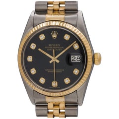 Rolex Yellow Gold Stainless Steel Datejust Ref 16013 Self Winding Wristwatch