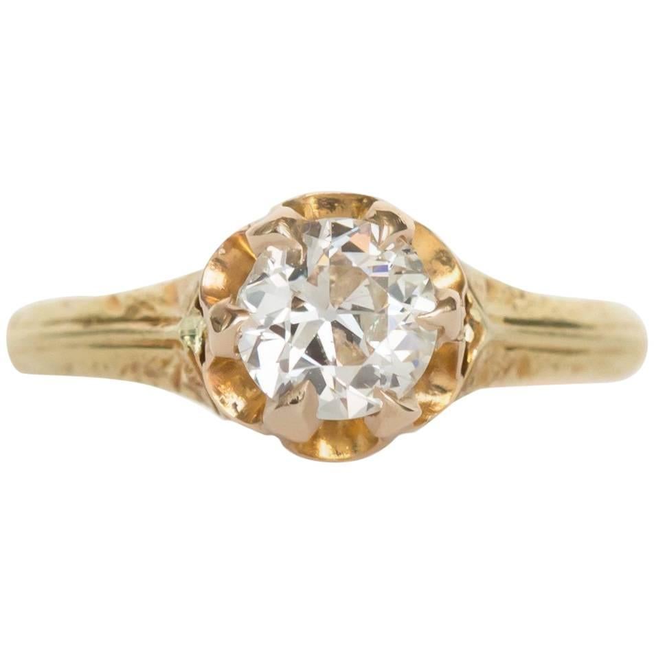 1910 Edwardian .54 Carat Old European Brilliant Diamond Gold Engagement Ring