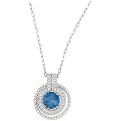Frederic Sage 2.48 Carat London Blue Topaz Diamond Pendant Necklace
