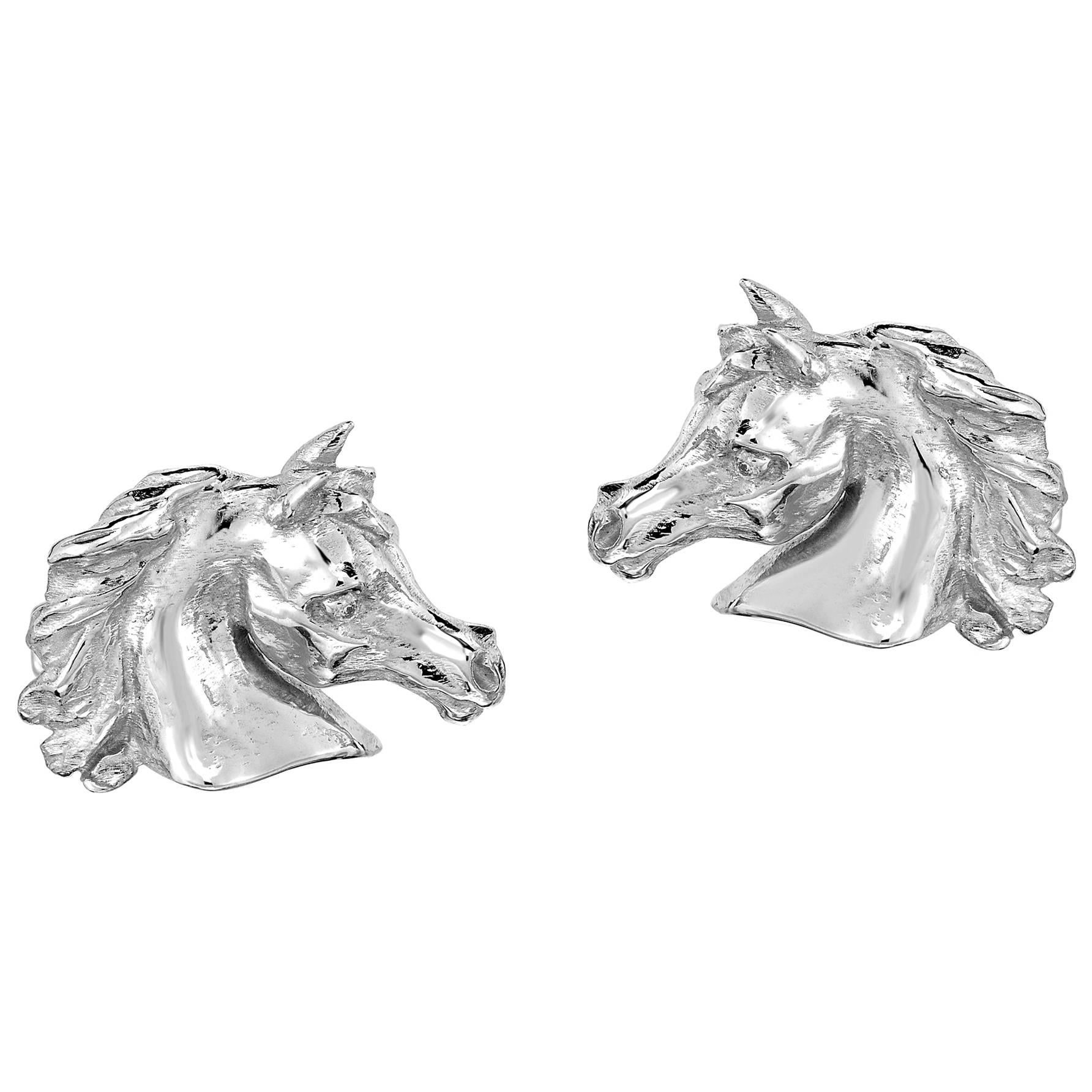 Marisa Perry Arabian Horse Cufflinks in Sterling Silver For Sale