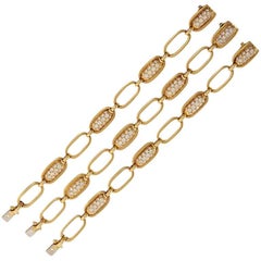 Van Cleef & Arpels Set of Three Diamond Gold Convertible Link Bracelets Necklace