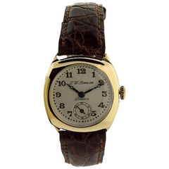 Benson Yellow Gold Cushion Shaped Campaign Style Manual Wristwatch