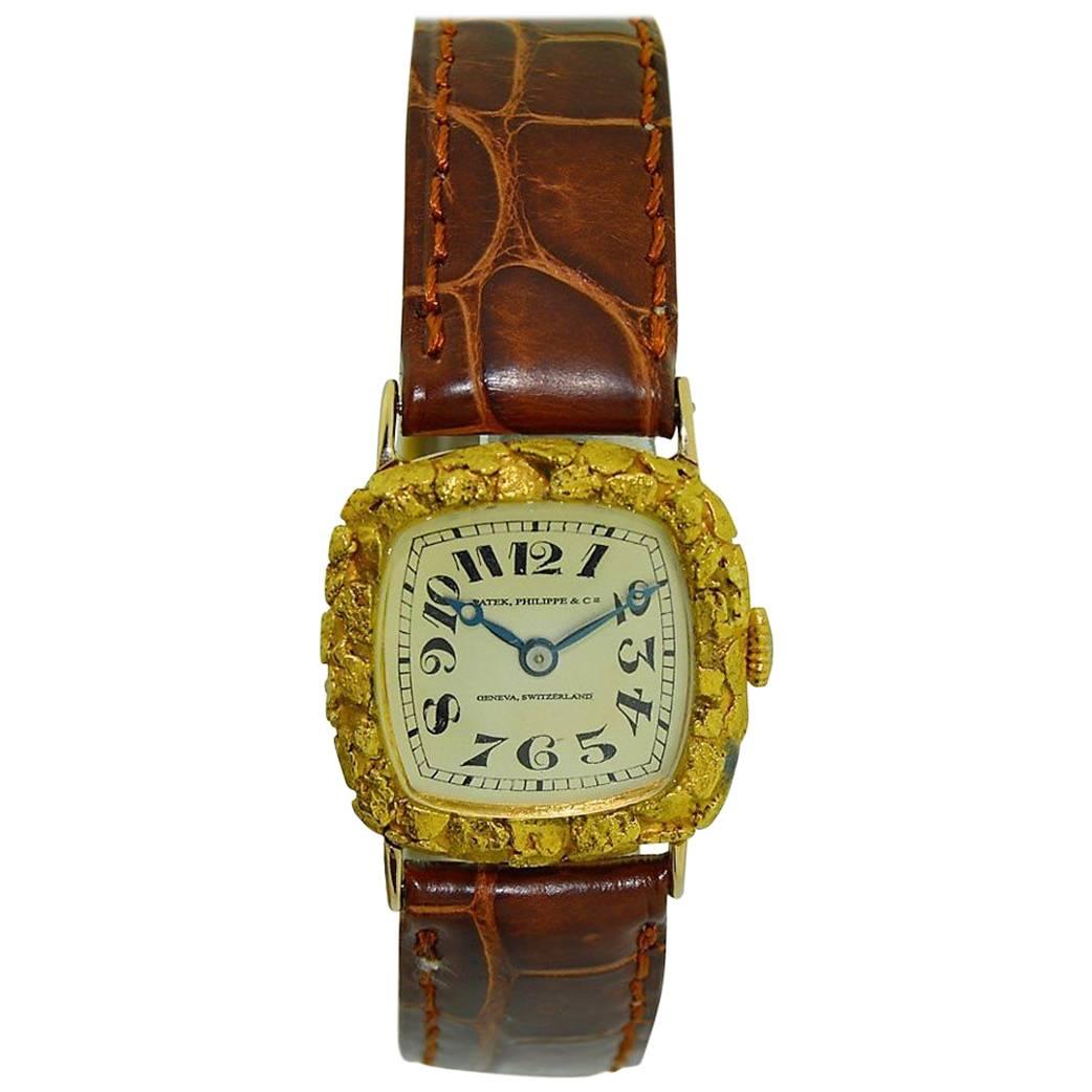 Patek Philippe Yellow Gold Miner Struck It Rich Cushion Shape Manual Wristwatch
