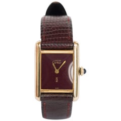 Cartier yellow gold silver vermeil Must de Cartier Tank Manual Wristwatch, 1977