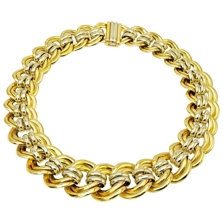 Large Gold Chain Link Choker Necklace at 1stDibs large gold link