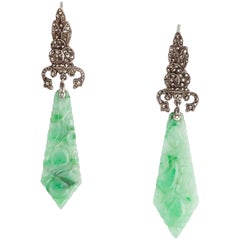 Antique Art Deco Jade Earrings