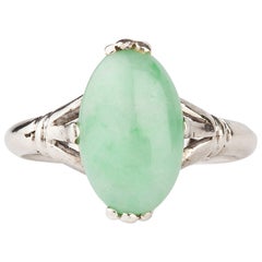 18 Karat Gold Art Deco Jade Ring