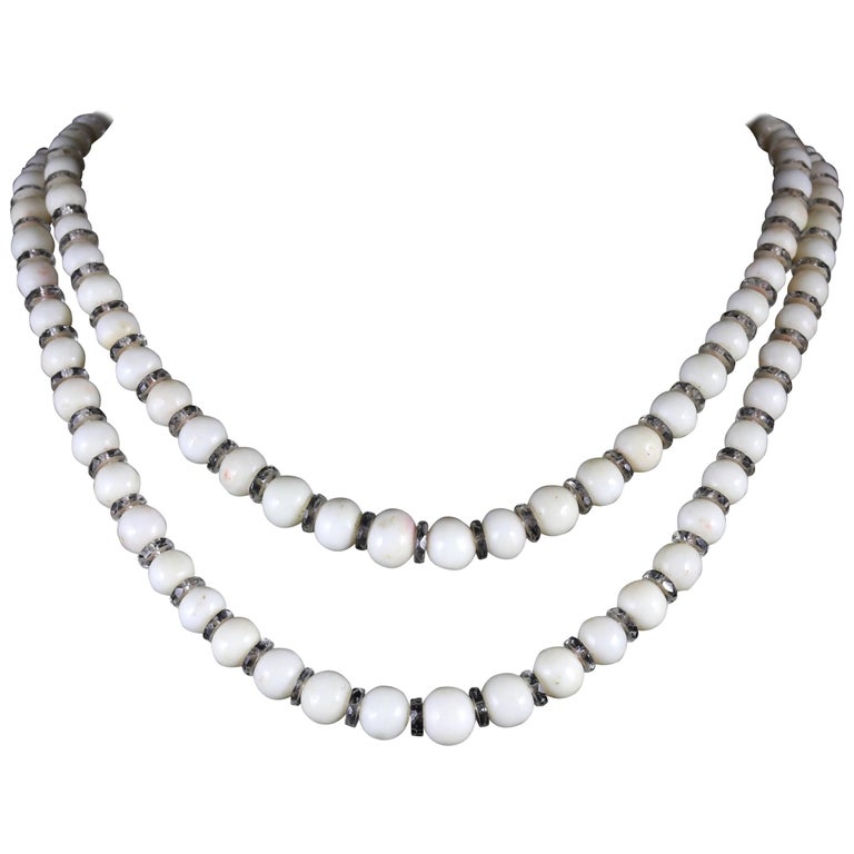 Antique Victorian White Coral Necklace White Coral and Rock Crystal For