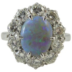 pre owned opal rings Pre-Owned Opal and Diamond Cluster Ring