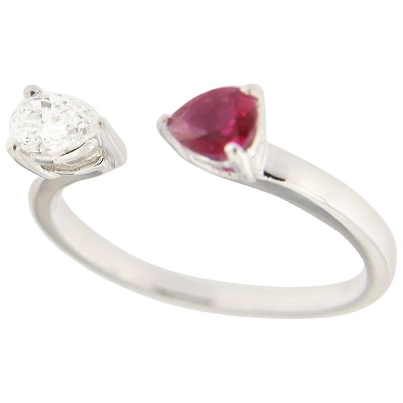 Jona Diamond and Ruby White Gold Ring