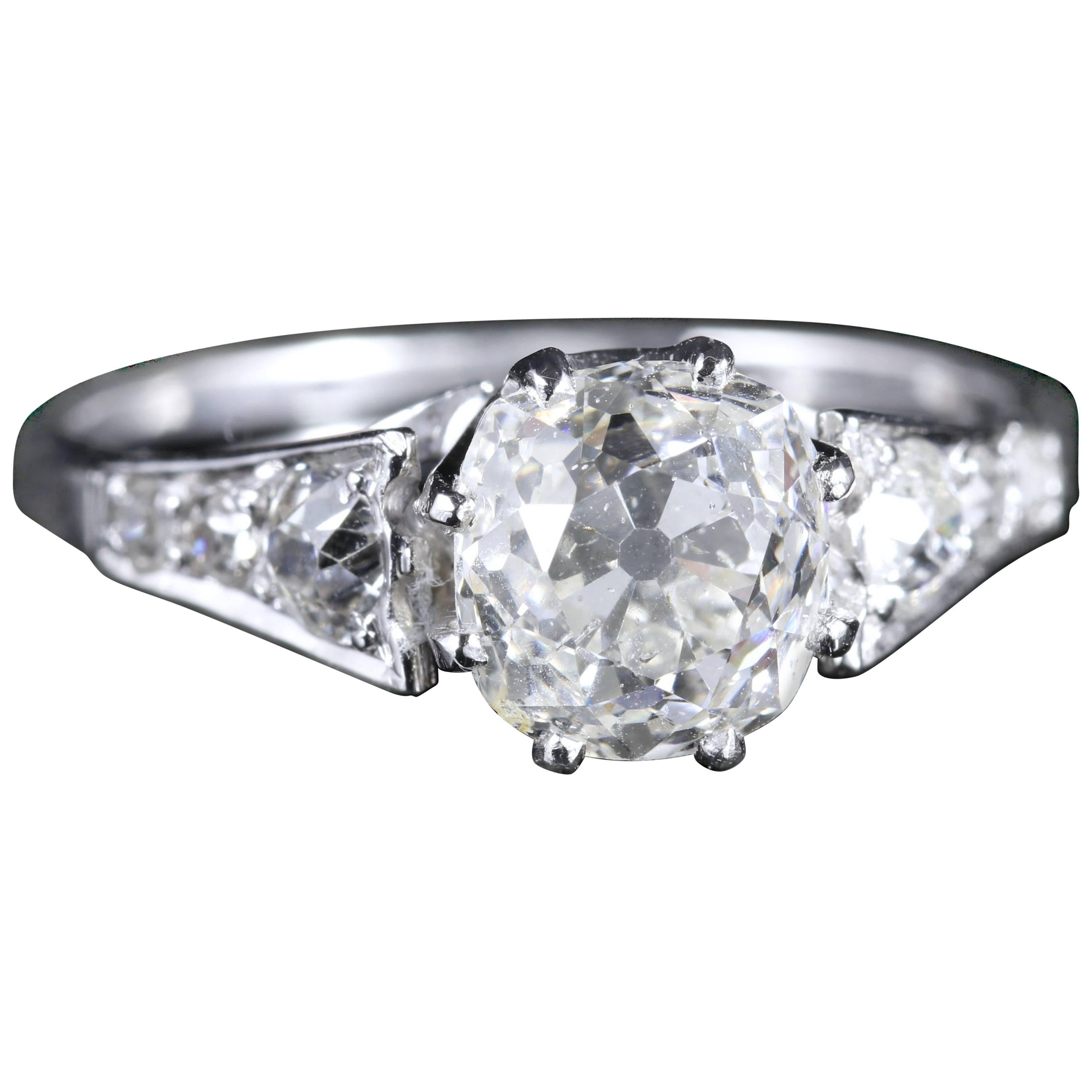 Antique Edwardian 2.47 Carat Diamond Solitaire Engagement Ring