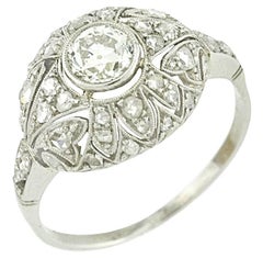 Diamond Edwardian Platinum Filigree Engagement Ring