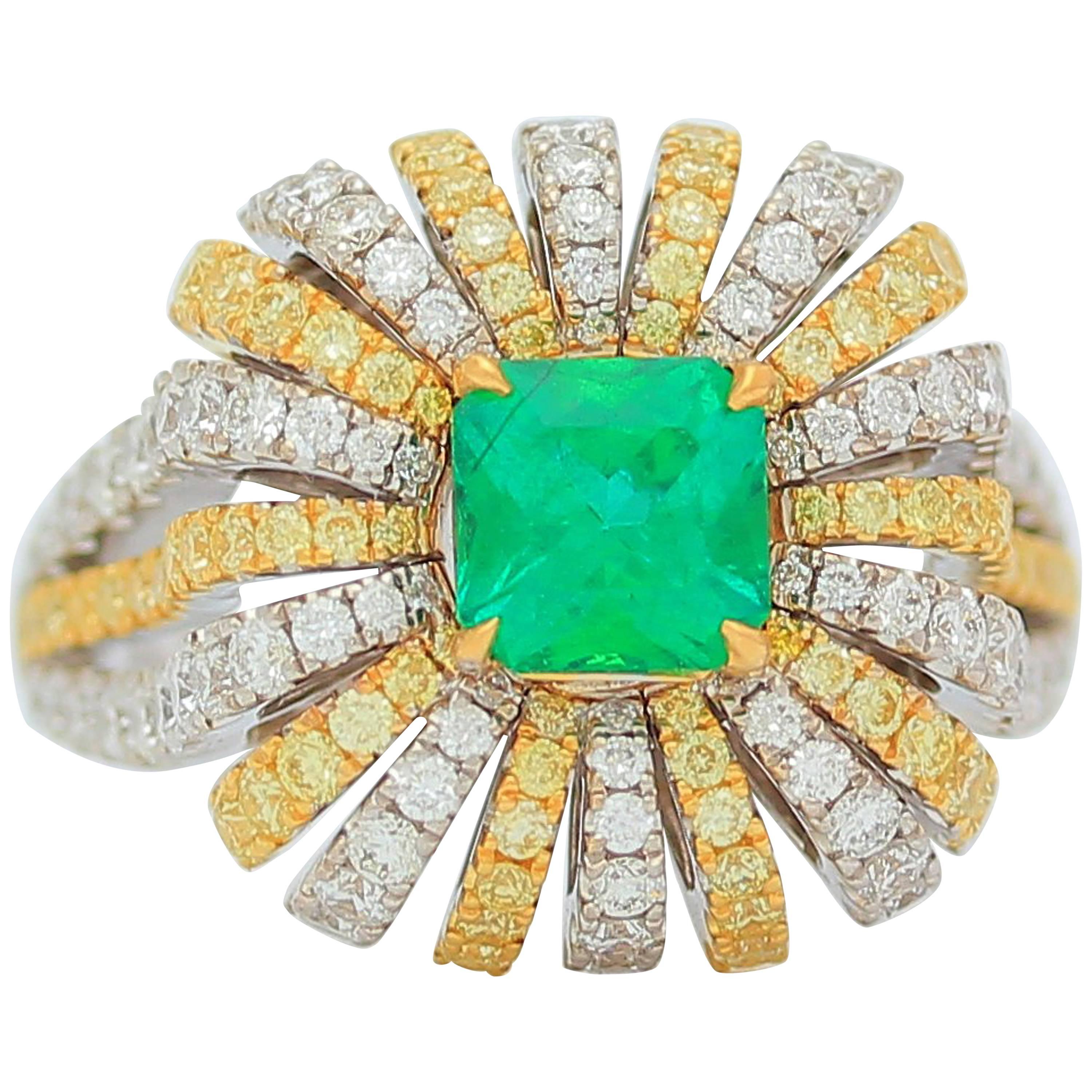 Frederic Sage 1.03 Carat Emerald Diamond Ring For Sale