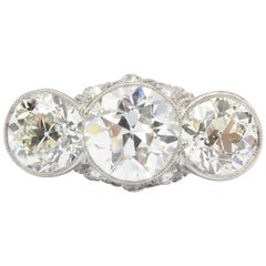 Art Deco Platinum Old European Cut Diamond Hutchison & Huestis Ring