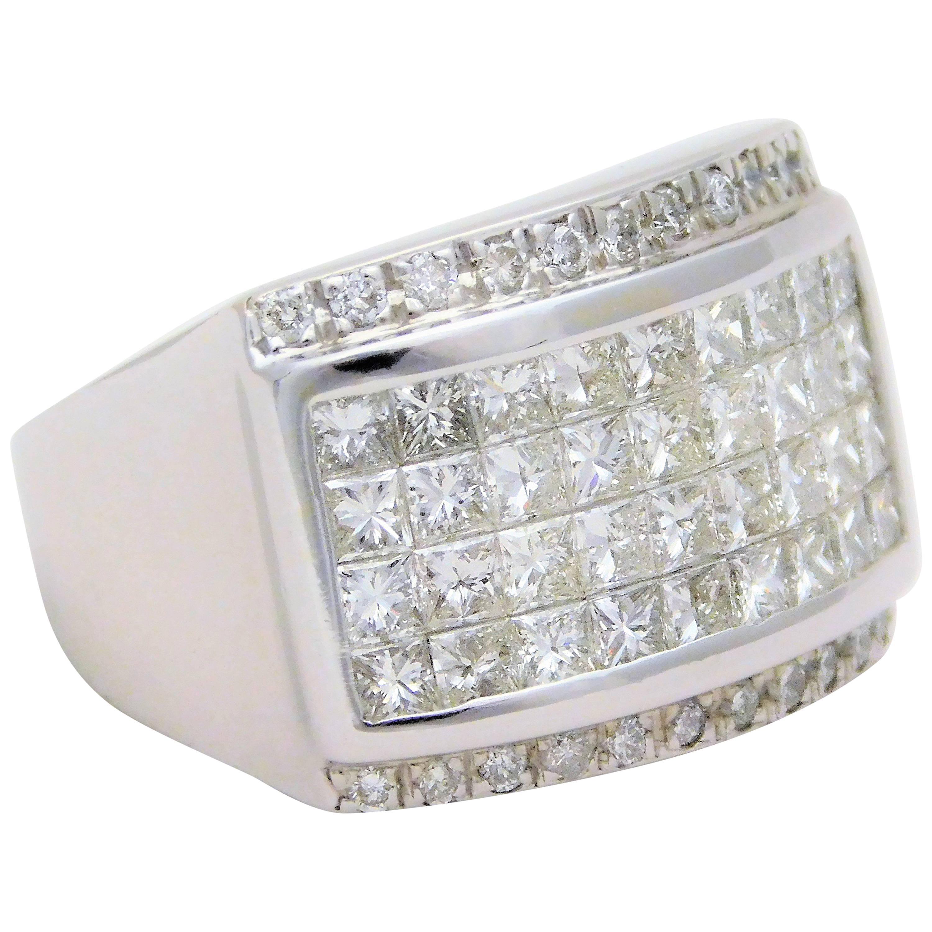 Square Diamond White Gold Ring For Sale