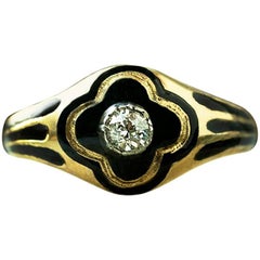 Victorian Black Enamel Diamond Ring 2