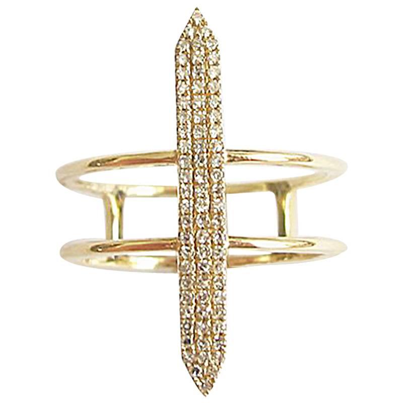 Contemporary Diamond 14K Yellow Gold "Path" Ring For Sale