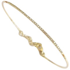 Thin Pavé Diamond Gold Bangle