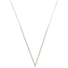 18K White Gold Contemporary Diamond "V" Necklace