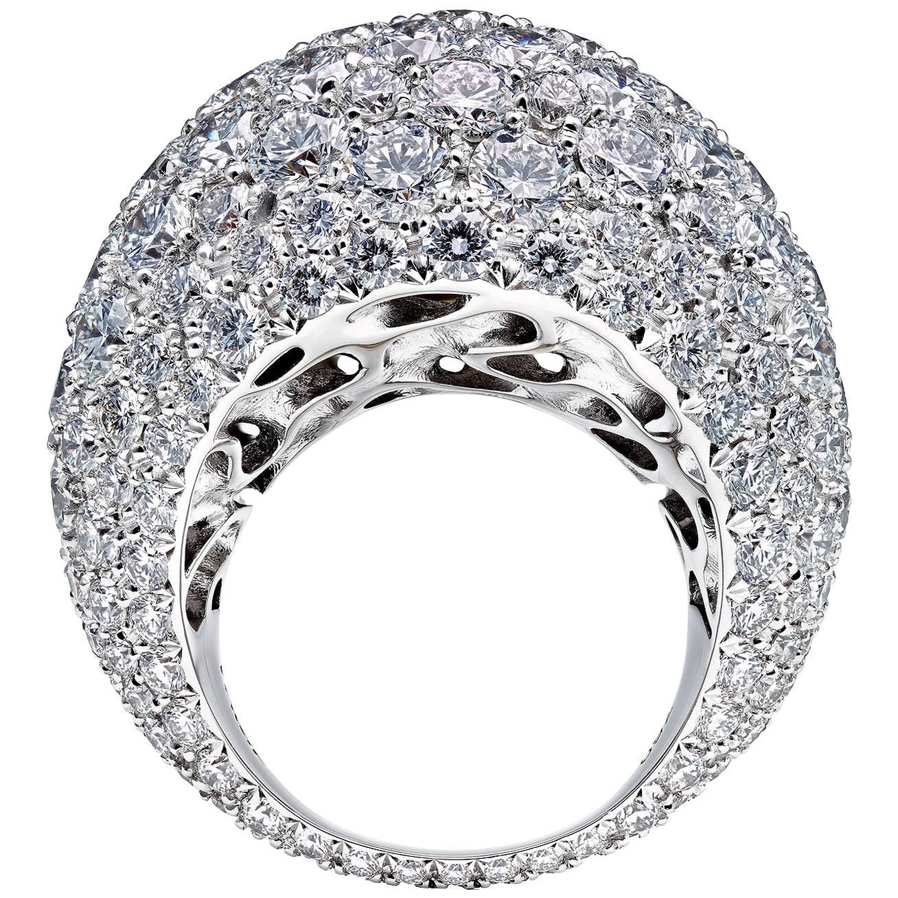 Towe Norlen Dune 15.6 Carat Contemporary Diamond Bombe Cocktail Ring For Sale