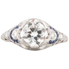 Platinum Sapphire Diamond Ring, GIA Certified 6