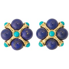 Chic Lapis and Turquoise Earrings