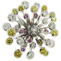 Chanel Fancy Pink Yellow Green and White Diamond 18 Karat Gold Cocktail Ring 6