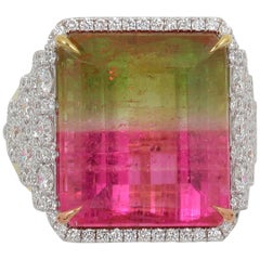 Frederic Sage 28.70 Carat Watermelon Tourmaline Diamond Cocktail Ring