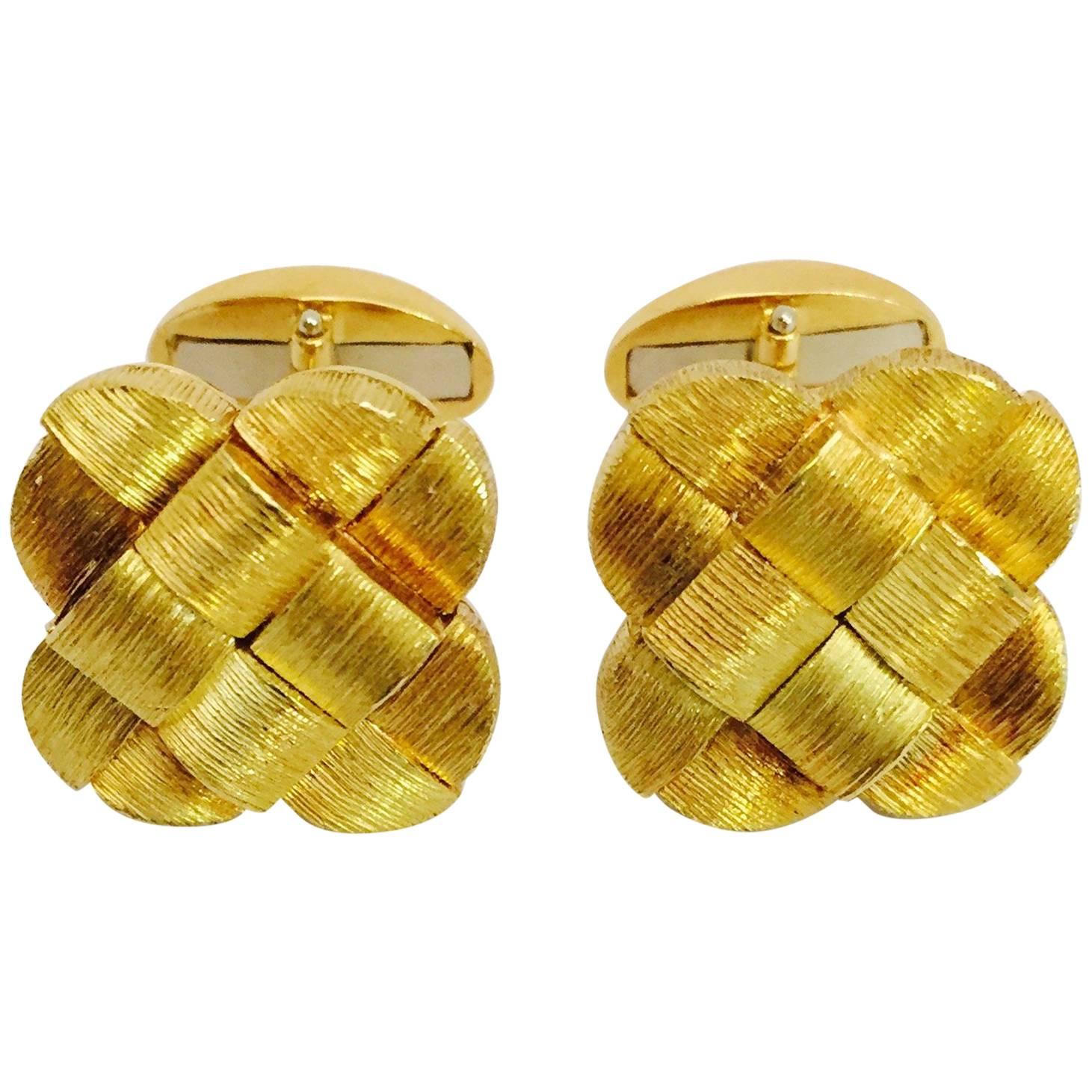 Handsome Henry Dunay Gold Woven Cufflinks