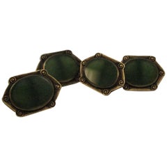 Arts & Crafts Jade Gold Cufflinks 5