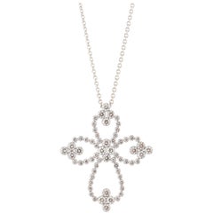 Collar Colgante Cruz de Diamantes en Oro Blanco de 18 K