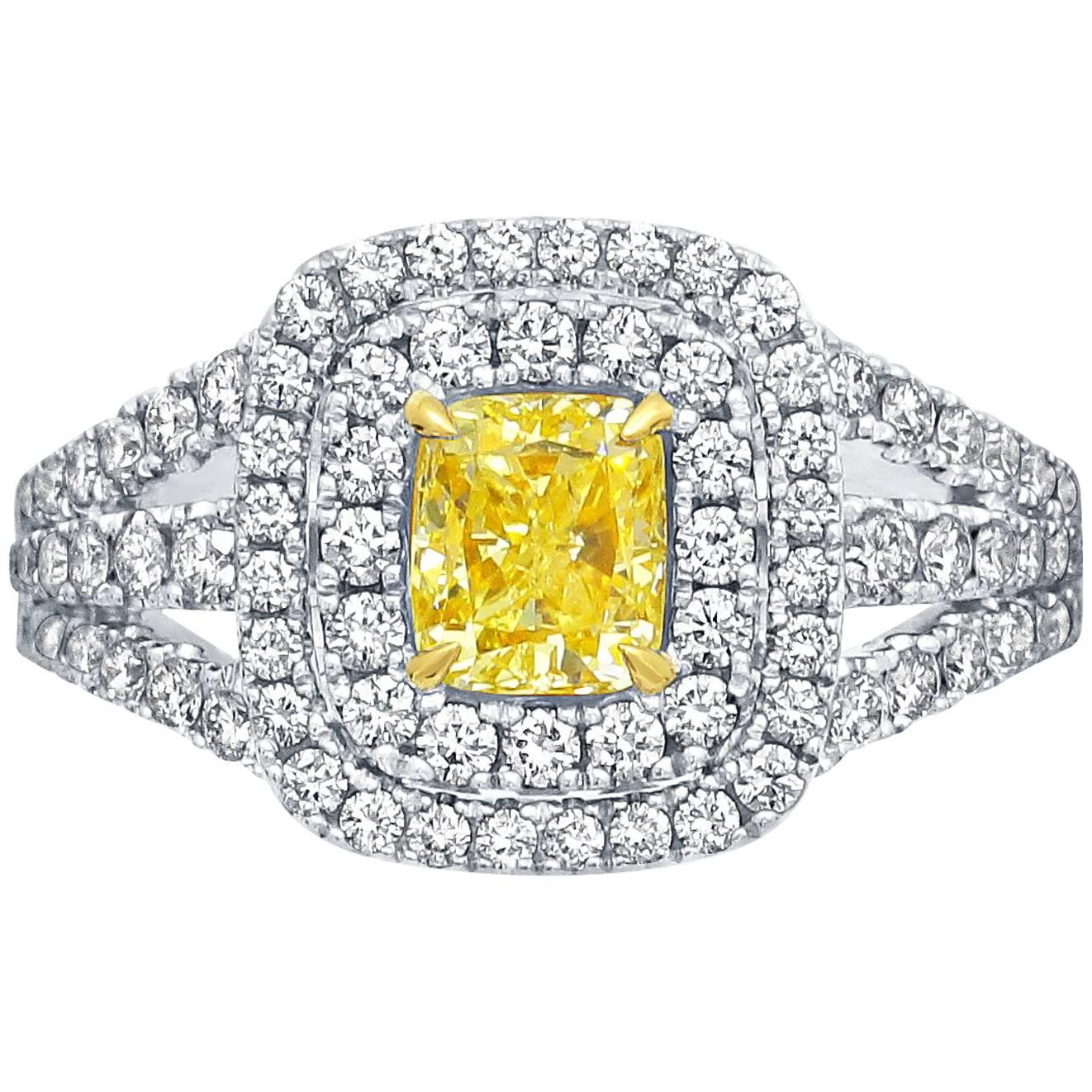 Frederic Sage 1.19 Carat Yellow Diamond Ring For Sale