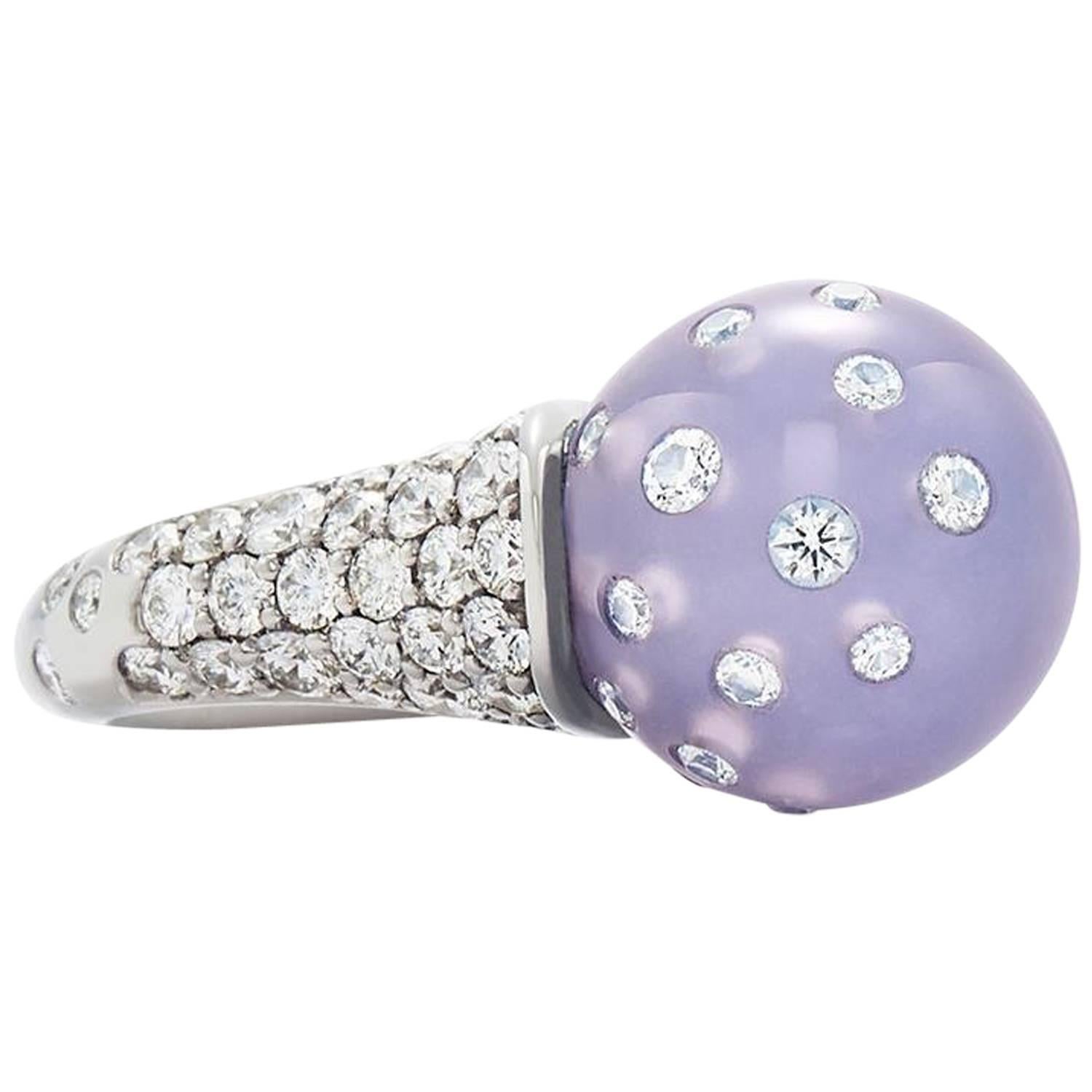 Fred Leighton Blue Chalcedony Spherical Bead Ring