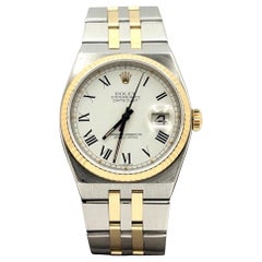 Rolex Datejust Oysterquartz 17013 36mm White Buckley Dial Yellow Gold Steel