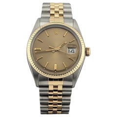 Vintage Rolex Datejust 1601 36mm Bronze Dial Pie Pan 18k Gold Stainless Steel
