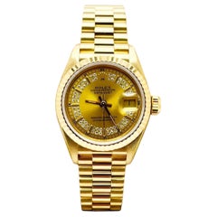 Rolex Ladies President Datejust 69178 Diamond String Dial 18K Yellow Gold